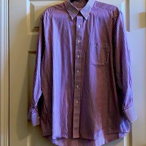 Men’s button down maroon stripe Izod shirt